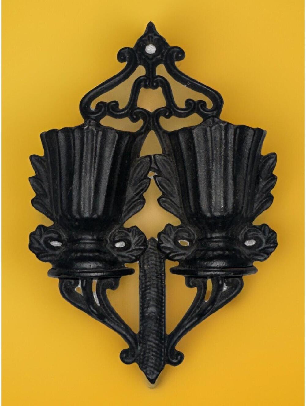 Antique Victorian Cast Iron Double Urn Match Safe Wall Pocket Patented 1867